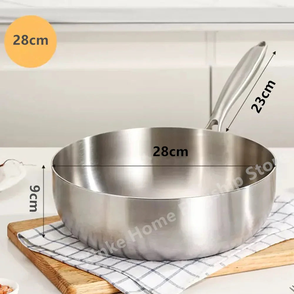 Sartén de Acero Inoxidable 316, Wok Profundo Antiadherente sin Recubrimiento, Sartenes Universales para Estufa de Gas y Cocina de Inducción, Utensilios de Cocina