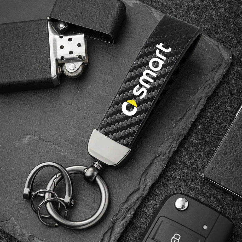 Carbon Fiber Style Keychain | Smart EQ Fortwo Key Ring