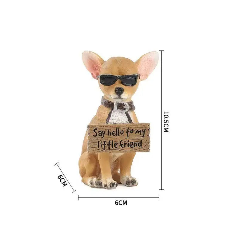 Figura de perro chihuahua de 10,5 cm, pintada a mano, realista, bonita, escultura de animal de resina, decoración para el hogar, escritorio, estante, regalo para amantes de las mascotas
