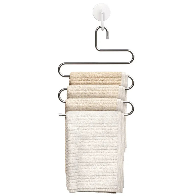 5-Layer Stainless Steel Pant Rack | Multifunctional Non-Slip Clothes Hanger