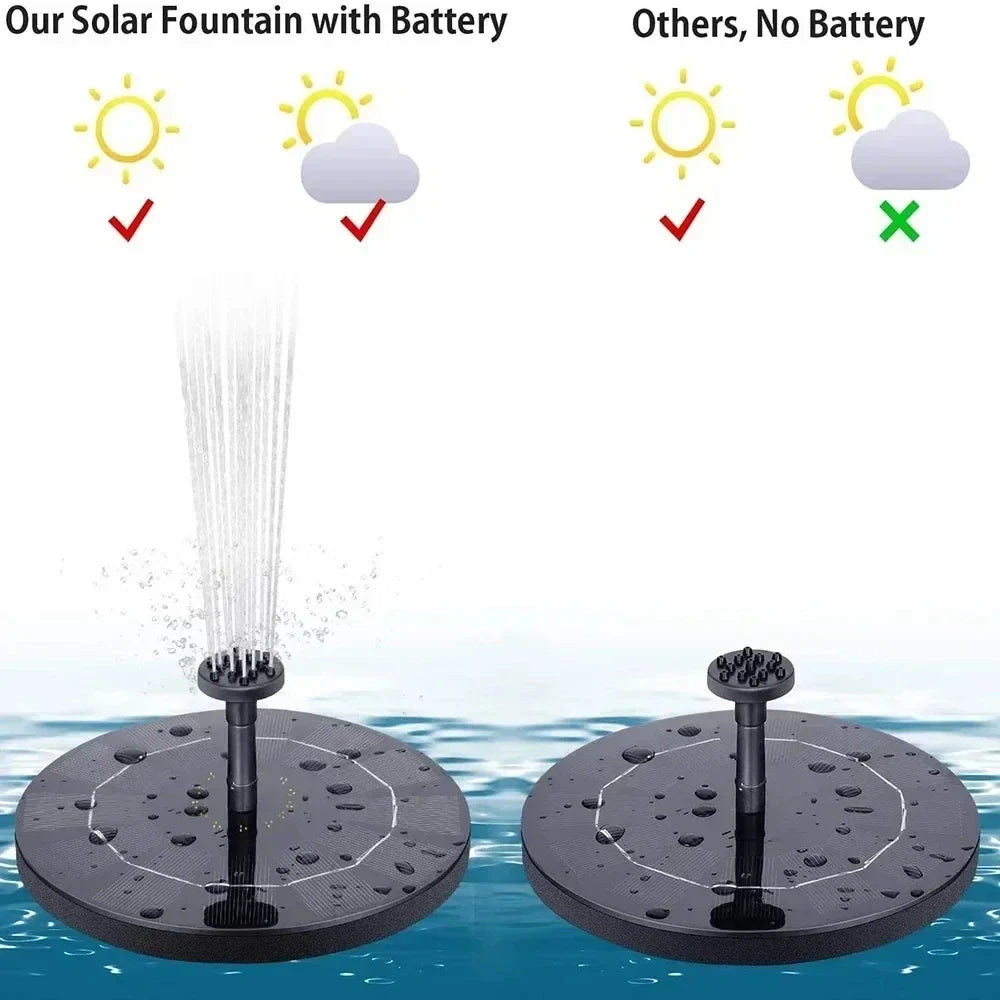 Solar Fountain Pump Floating Bird Bath Water Fountain with 4 Nozzles