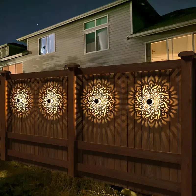Solar Wall Light Hollow Outdoor LED Lamp Front Door Courtyard Holiday Decor
