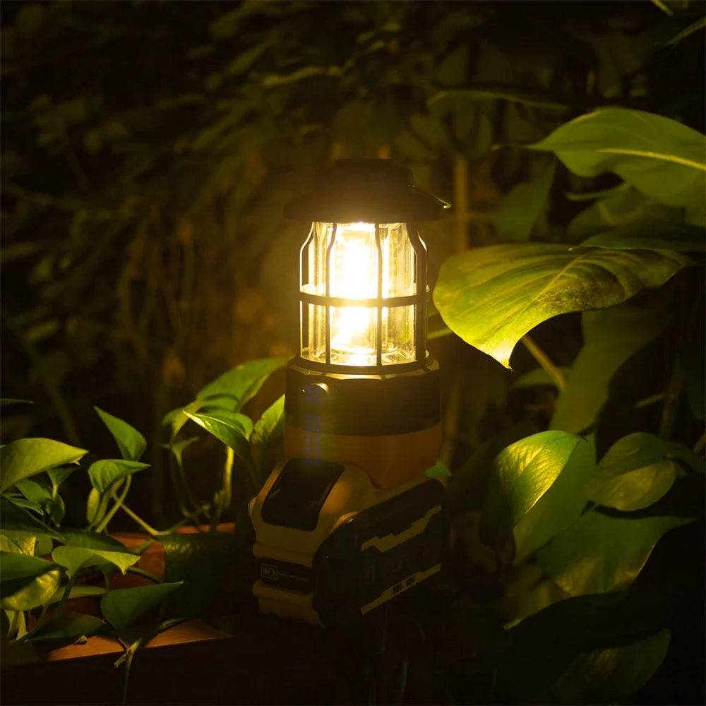 Portable LED Work Light 18V Battery Powered Camping Emergency Lantern Lamp