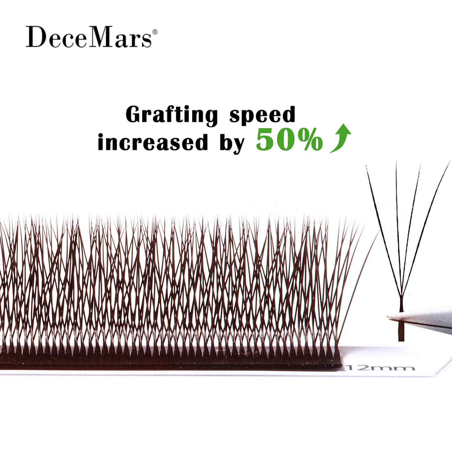 DeceMars V-Shaped 4D Brown Eyelash Extensions | 12 Rows Tray