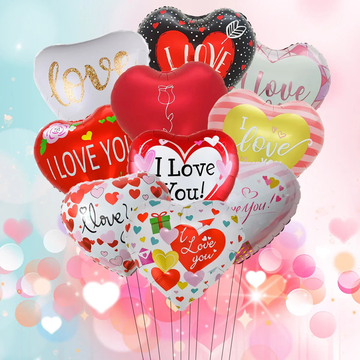 Love Heart Bear Balloon with Stand | Valentine's Day Decor