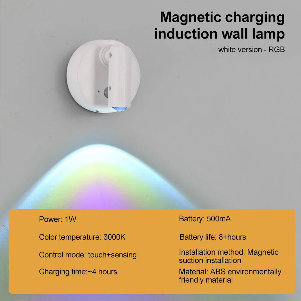 Magnetic USB Rechargeable LED Wall Light | Dimmable Touch Switch Reading Lamp