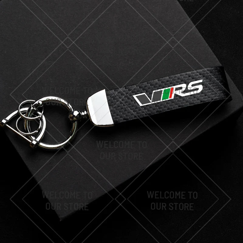 Skoda VRS Carbon Fiber Keychain | Car Emblem Key Ring for Citigo Kodiaq Yeti Rapid Fabia