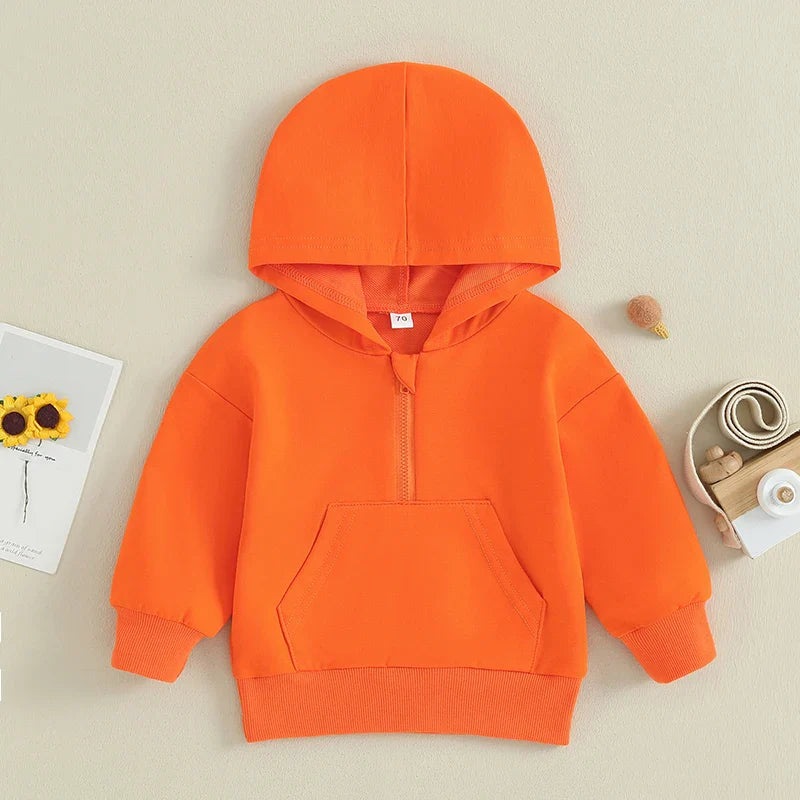 Kids Solid Color Hoodie – Long Sleeve Pullover for Toddlers