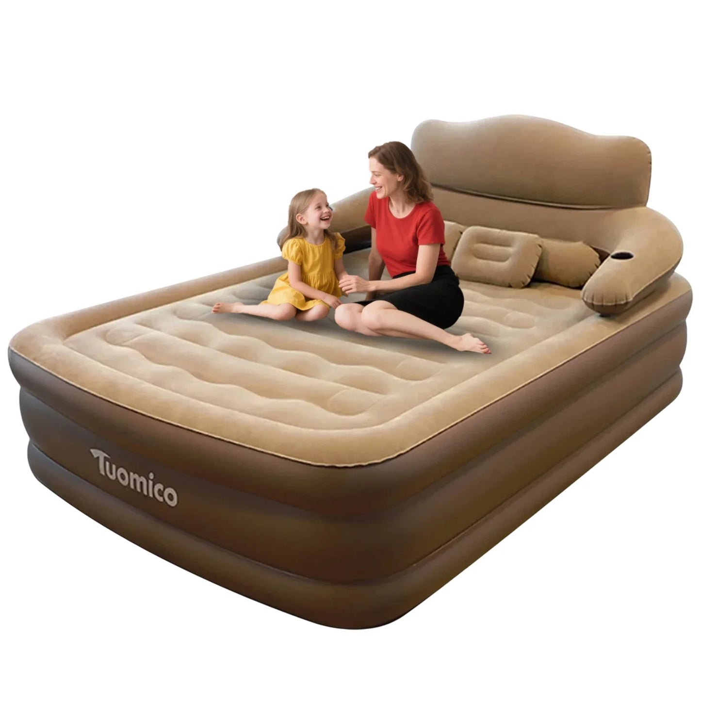Air Mattress with Headboard Inflatable Bed Portable for Home Camping RV Travel