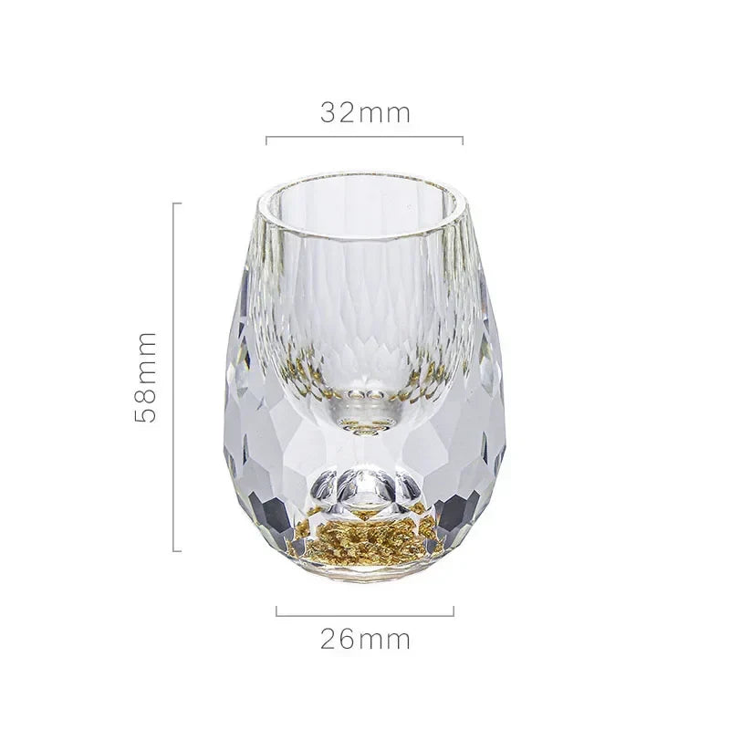 Luxury Crystal Glass Vodka Sake Shochu Glass Bar Liqueur Double Bottom Gold Foil Glass Tea Cup High-end Gifts Hard Liquor