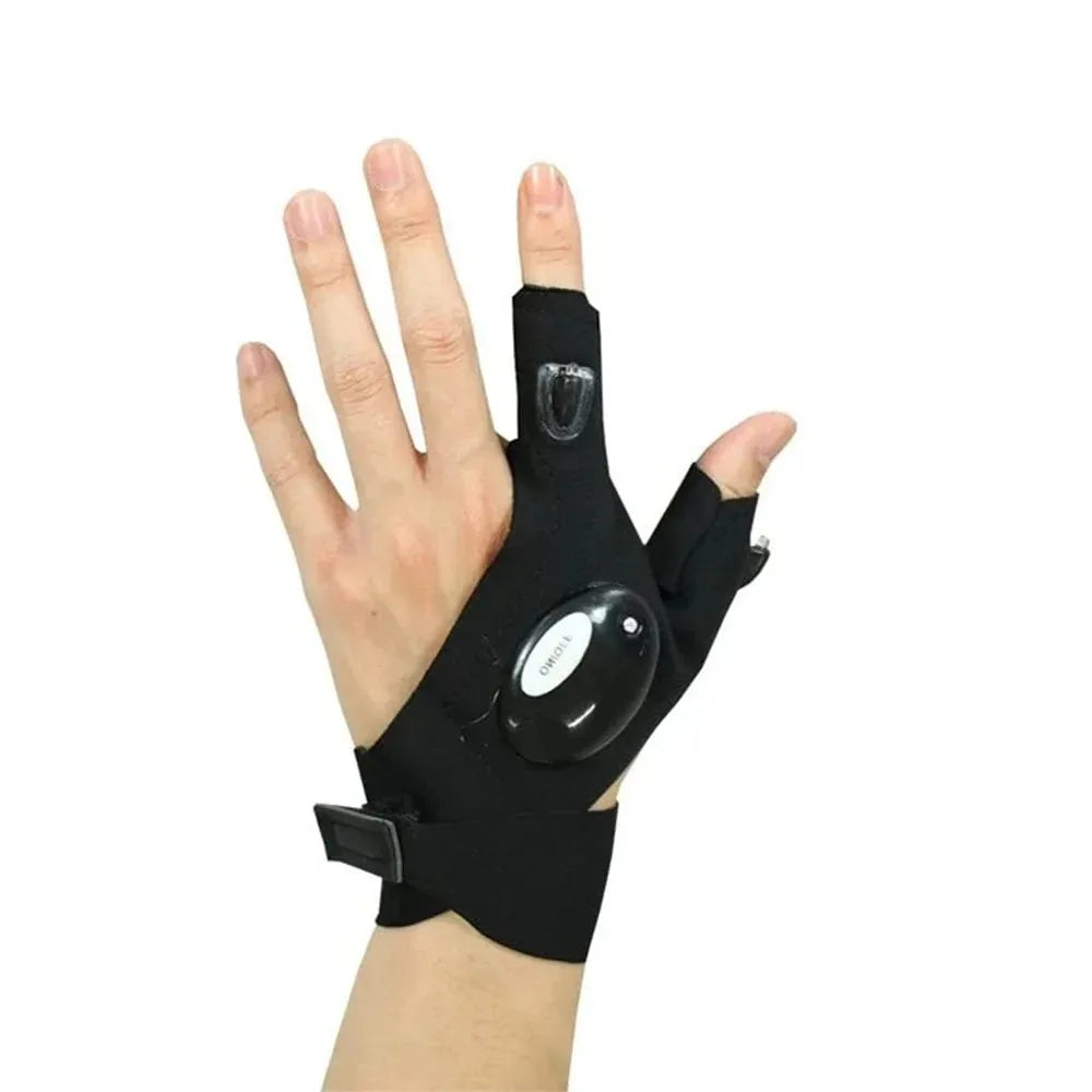 LED Flashlight Gloves | Waterproof Fingerless Illumination Gloves for Running, Cycling, Camping, Hiking, and Rescue