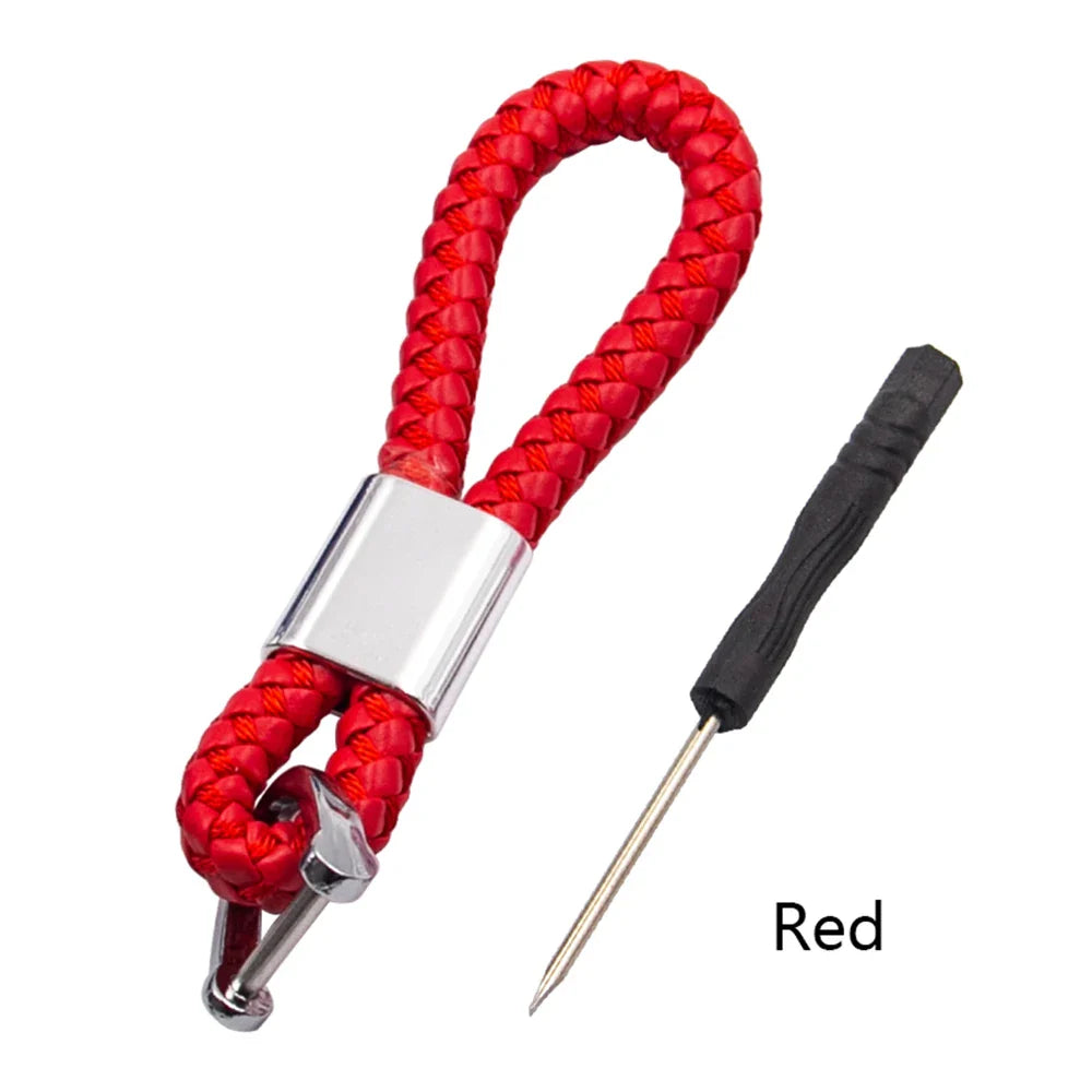 Handwoven Leather Car Keychain | Retro Horseshoe Buckle Key Ring