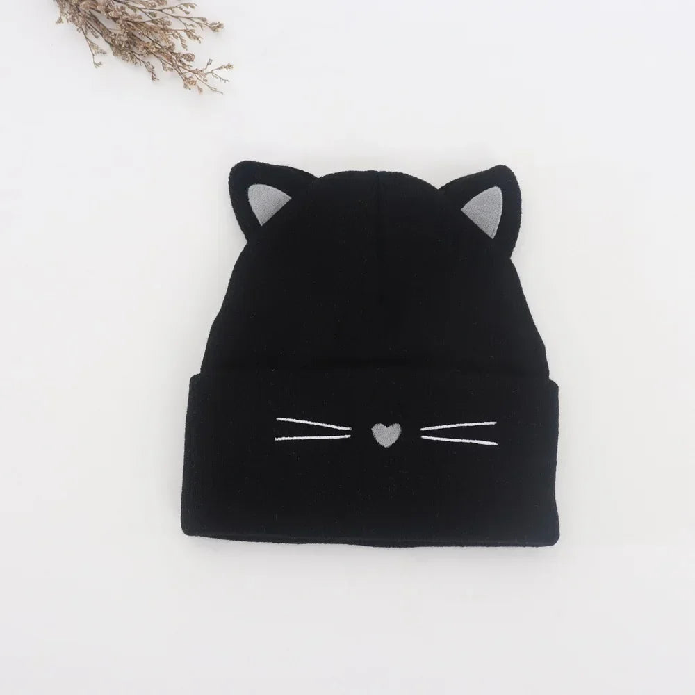 Baby Cartoon Cat Ears Knitted Hat | Warm Cotton Beanie for Toddlers