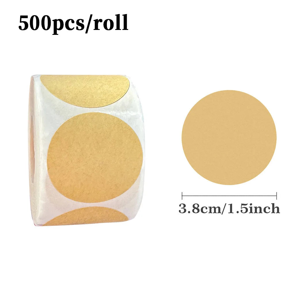 Kraft Round Self-Adhesive Labels | 500pcs per Roll, 3 Sizes