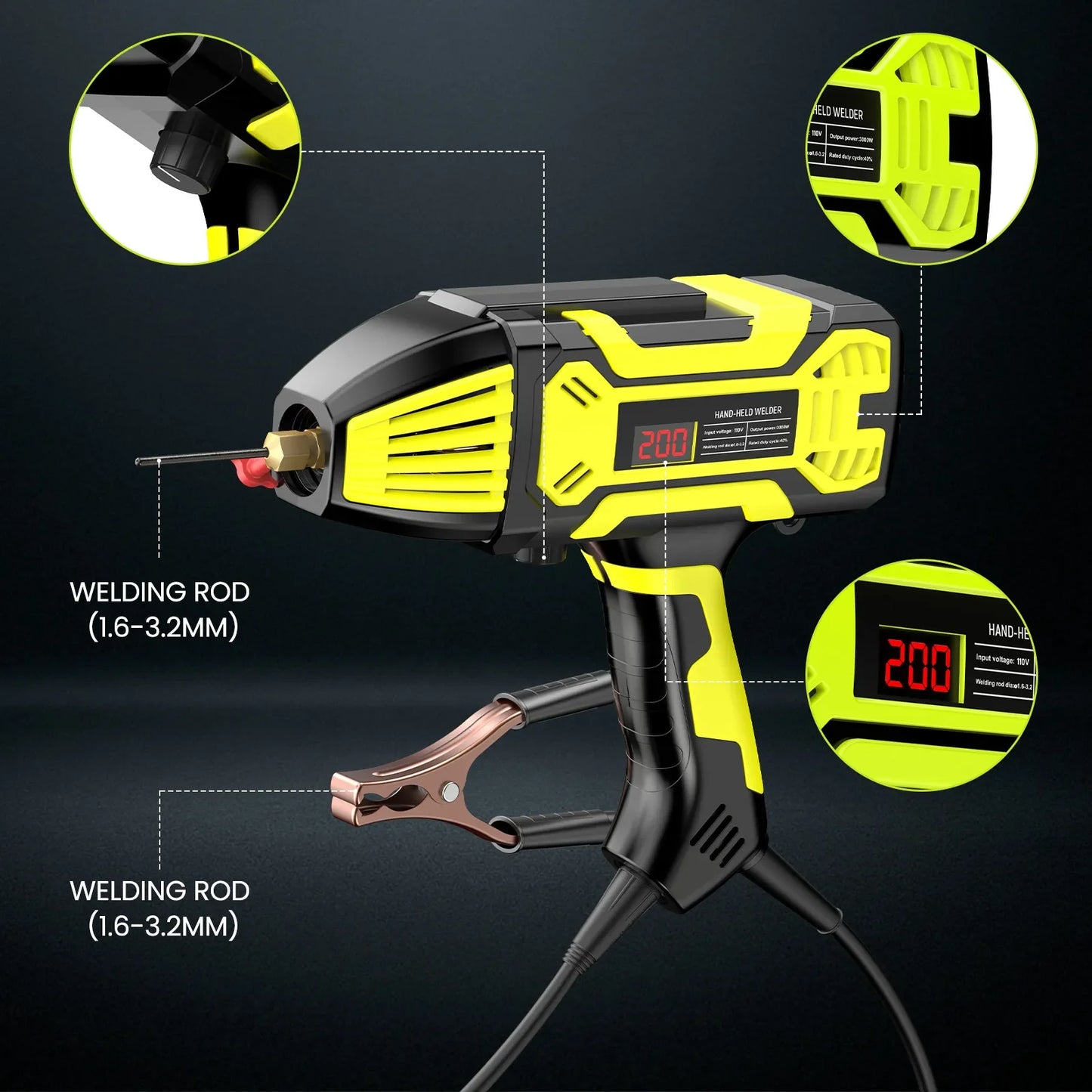Portable 110V ARC Welder IGBT Inverter Handheld Stick Welding Machine 20-200Amp