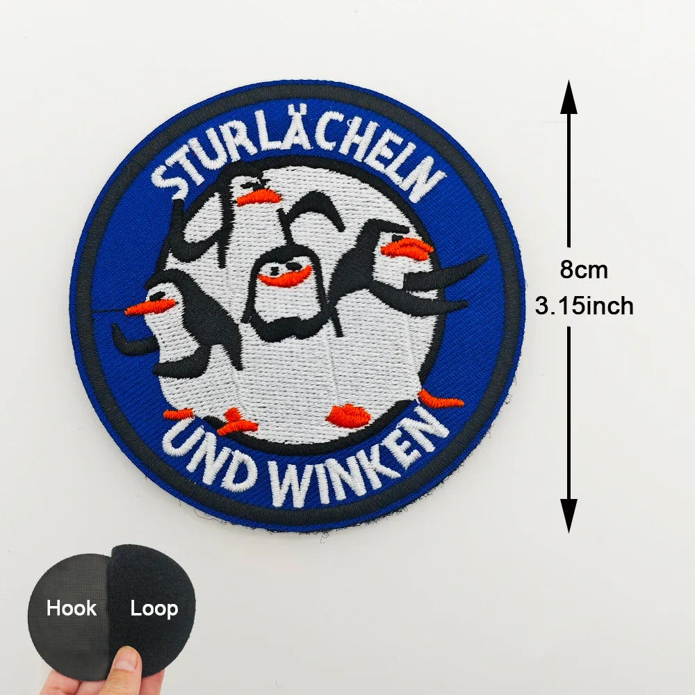 Cartoon Penguin Embroidered Velcro Patch | Tactical Applique for Clothes Bags Hats