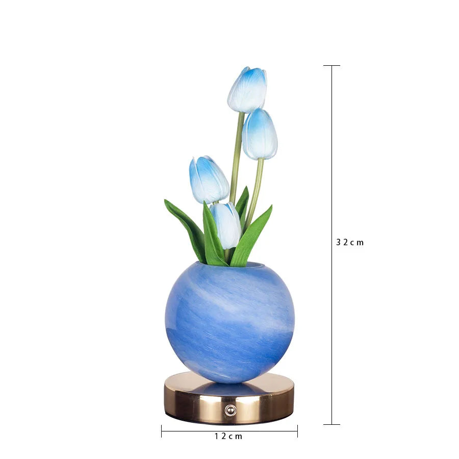 Tulip LED Night Light USB Rechargeable Desk Table Lamp for Bedroom & Holiday Decor