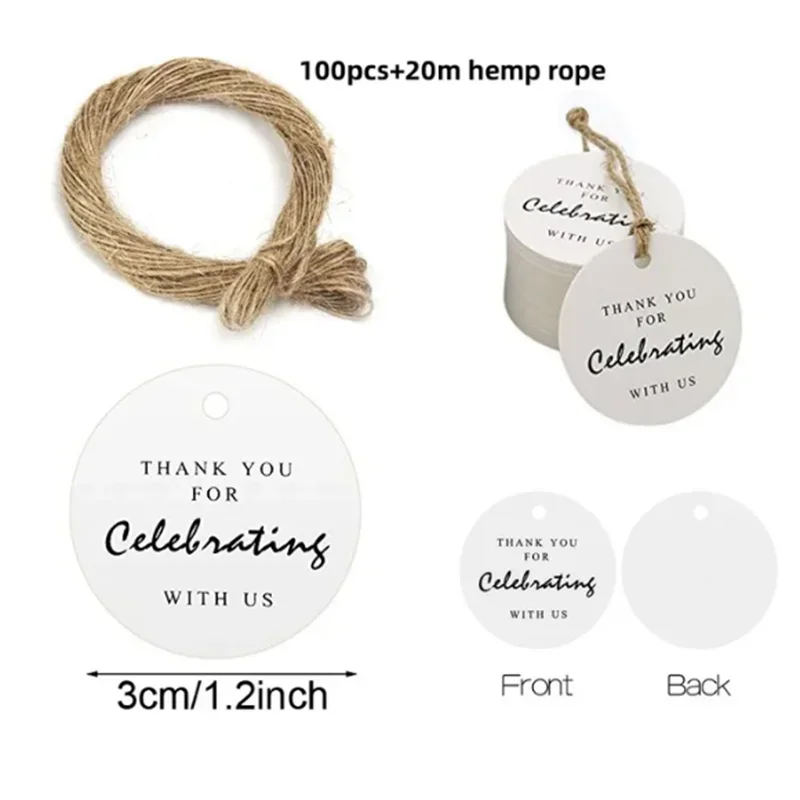 100pcs Kraft Tags with 20m Jute Twine | Handmade Gift Tag Set