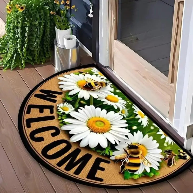 VIKAMA 1PC Felpudo de Bienvenida con Patrón Retro, Alfombra Interior y Exterior, Decoración del Hogar, Dormitorio y Cocina, Alfombrilla Antideslizante
