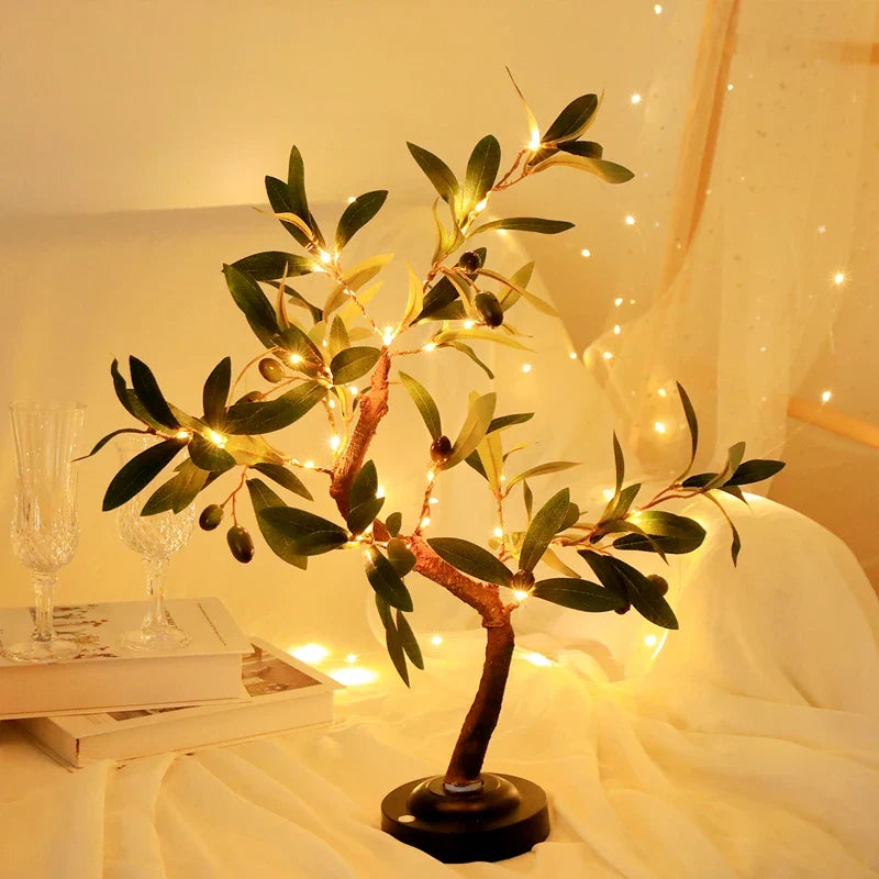LED Tree Lights Green Battery Table Lamp Indoor Outdoor Bedroom Living Room Decor