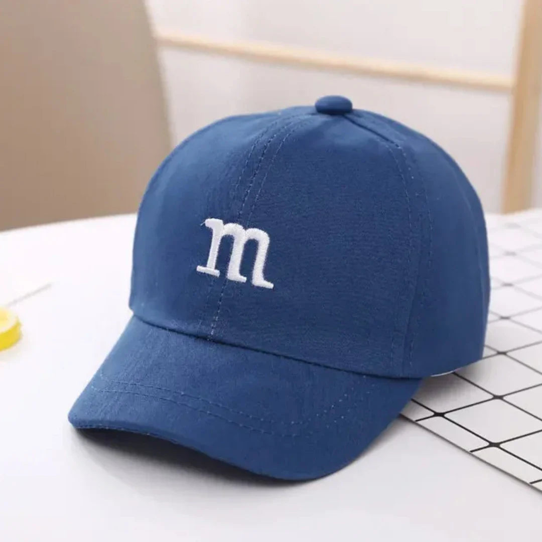 Kids Unisex Baseball Cap with M Letter Embroidery | Adjustable Cotton Sun Hat