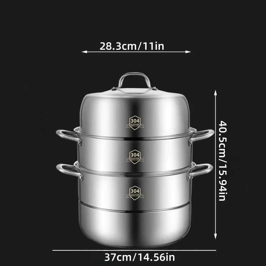 Nouvel ensemble de cuisson en acier inoxydable 304 pour cuiseur vapeur, marmite à soupe en acier inoxydable