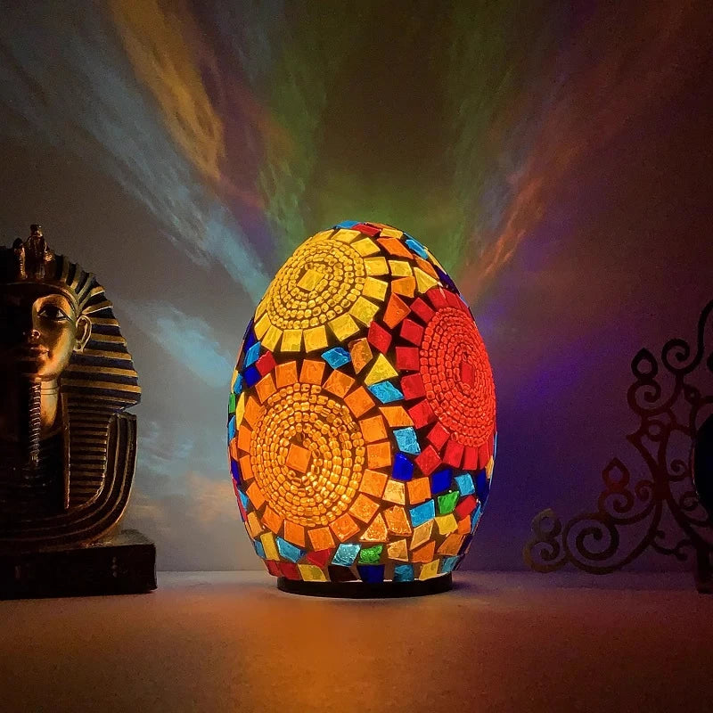 DIY Turkish Mosaic Egg Table Lamp Rechargeable Battery Bedside Desk Night Light