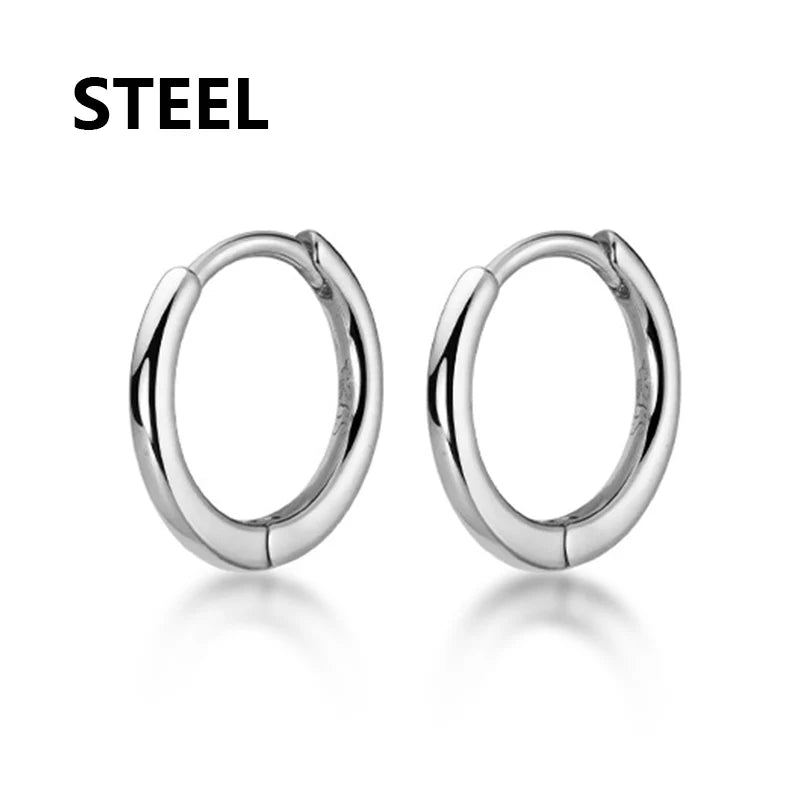 Gothic Hoop Earrings for Men and Women | Stainless Steel Clip-On Ear Cuffs