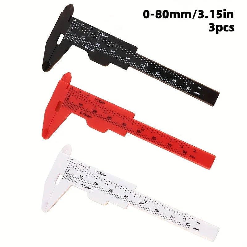 3-Pack Plastic Vernier Calipers Set | Dual Scale Measuring Tool for Precision Work
