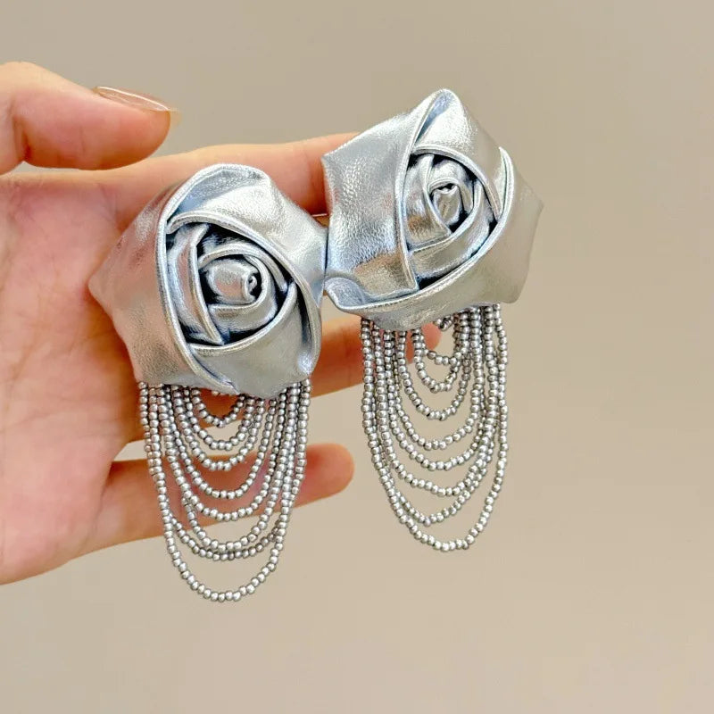 Fairy Mesh Rose Drop Earrings | Handmade Boho Tassel Jewelry
