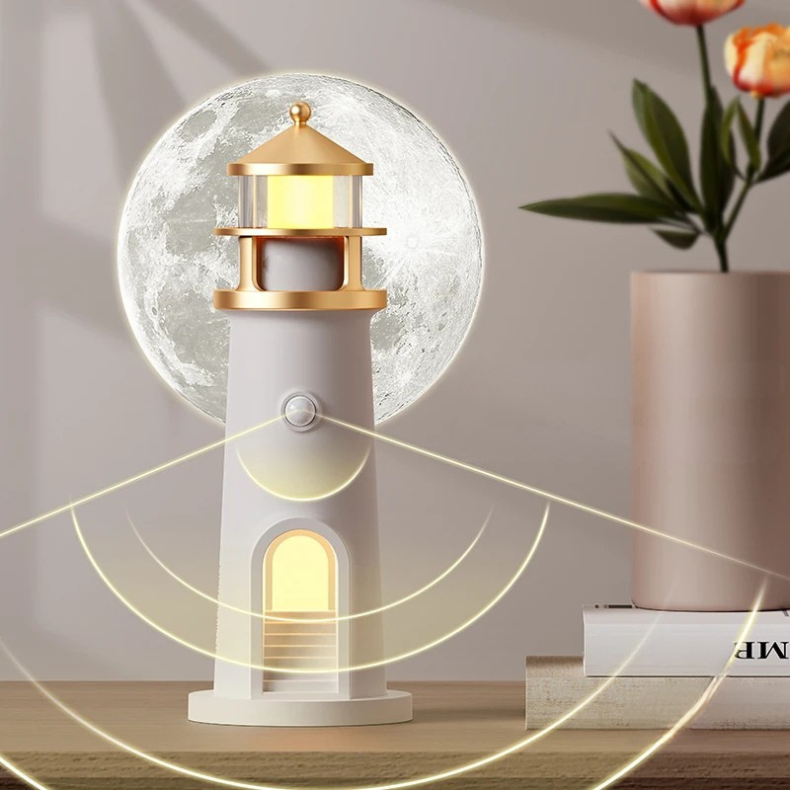Moon Lamp Projection Lighthouse Night Light Bluetooth Music Remote Control Ambient Lamp