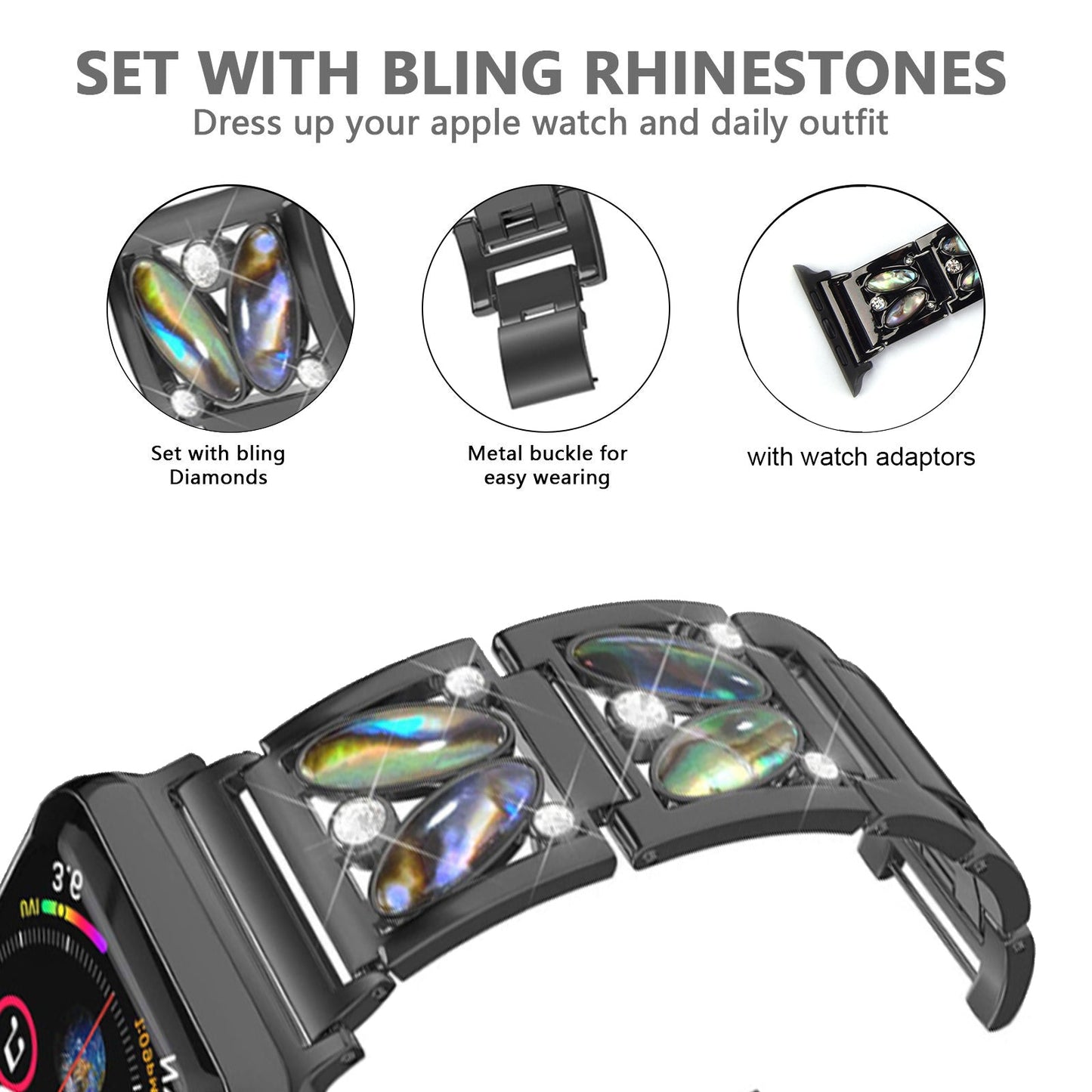 Alloy Metal Band for Apple Watch 49mm-Black (also for 42mm, 44mm, 45mm )