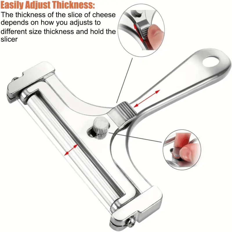 Adjustable Cheese Slicer with Wire and Rollers – Adjustable Cutter for Perfect Slices