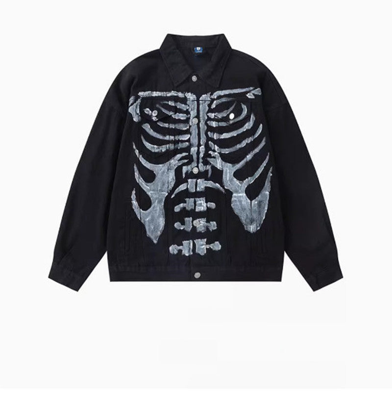 Vintage Skeletal White Long-sleeved Apparel