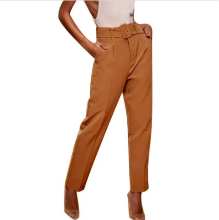 Pantalon Droit Femme Pantalon de Travail Ceinture Pantalon de Costume Femme