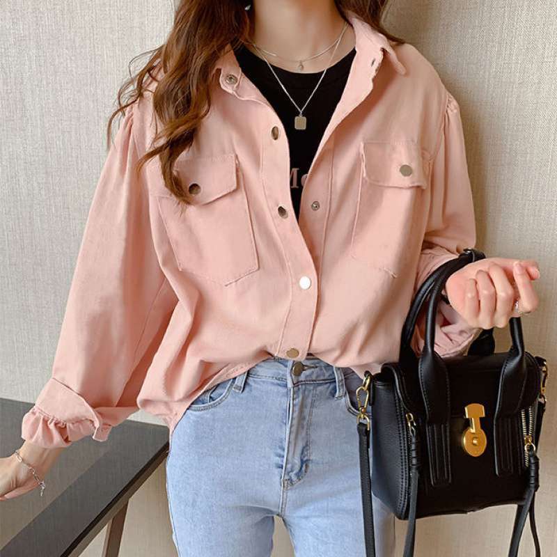 Women's Polo Collar Long Sleeve Blouse