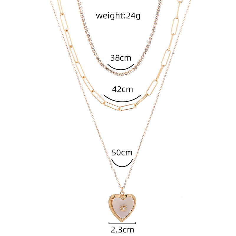 Collar de varias capas apilable con candado dorado, de moda transfronteriza europea y americana, con etiqueta de letras y personalidad, gargantilla para mujer