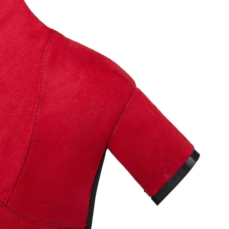 Bottes cuissardes extensibles à talon épais et mi-haut pour femme