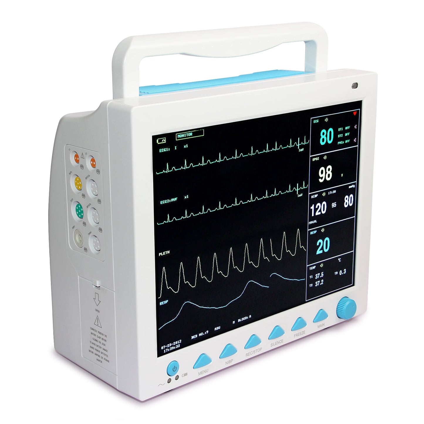 Capnographe de l'ETCO2 par dérivation latérale, signes vitaux, moniteur patient ICU CCU 7 paramètres CONTEC