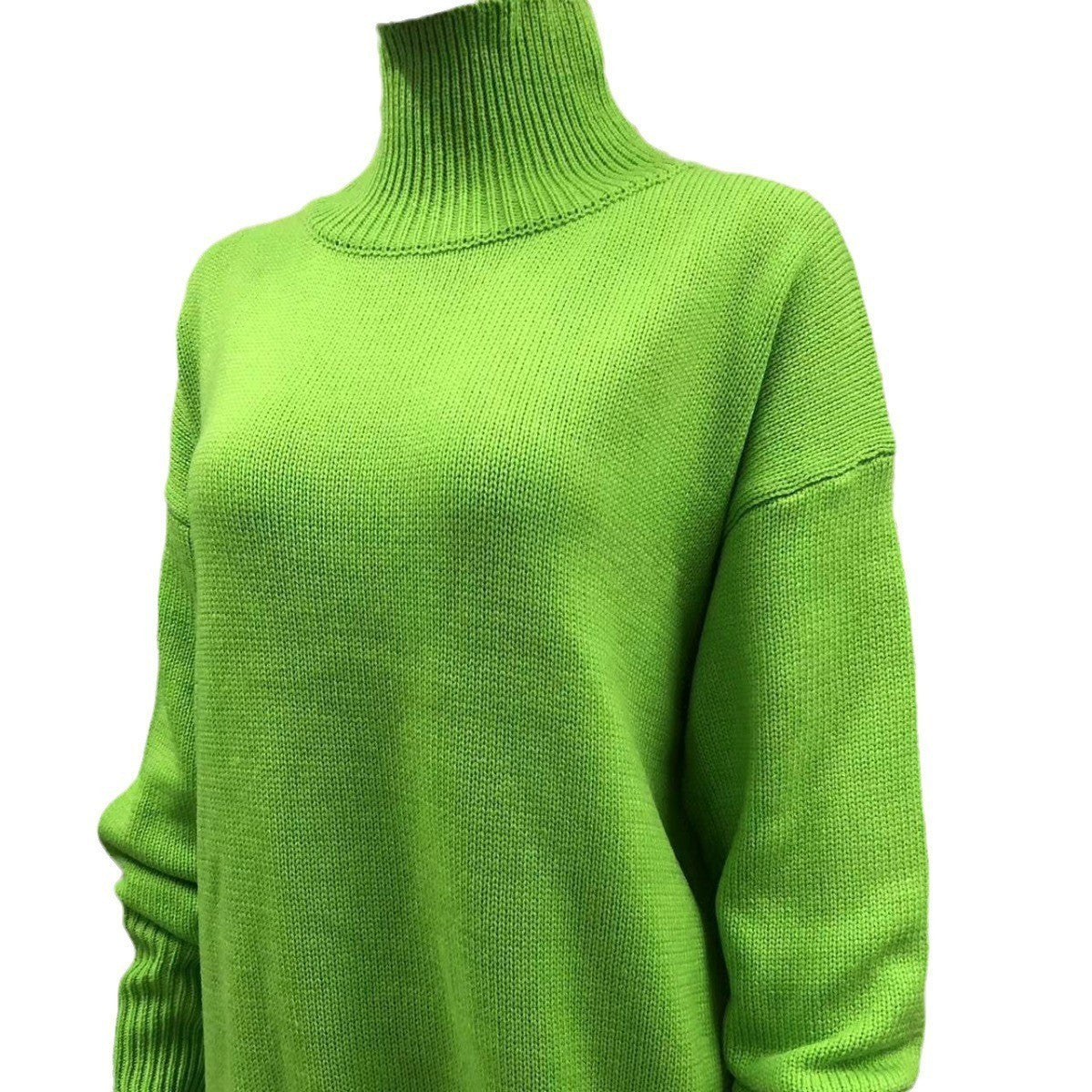 Pull en maille oversize rose vif à col roulé | Pull de fête fuchsia à col montant pour femme