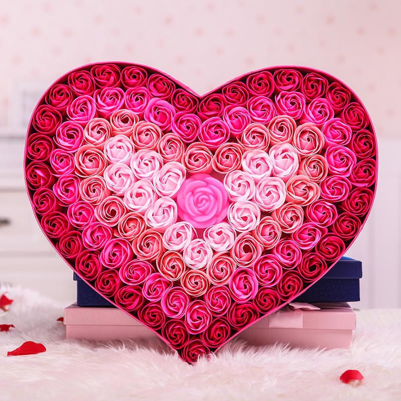Gradient LED Heart-Shaped Soap Rose Gift Box – Romantic Flower Gift for Valentine's Day, Birthdays & Special Occasions