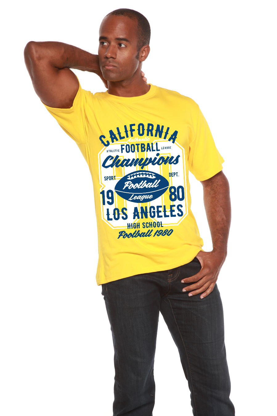 T-shirt à manches courtes avec motif en bambou-viscose/coton biologique California Football pour homme
