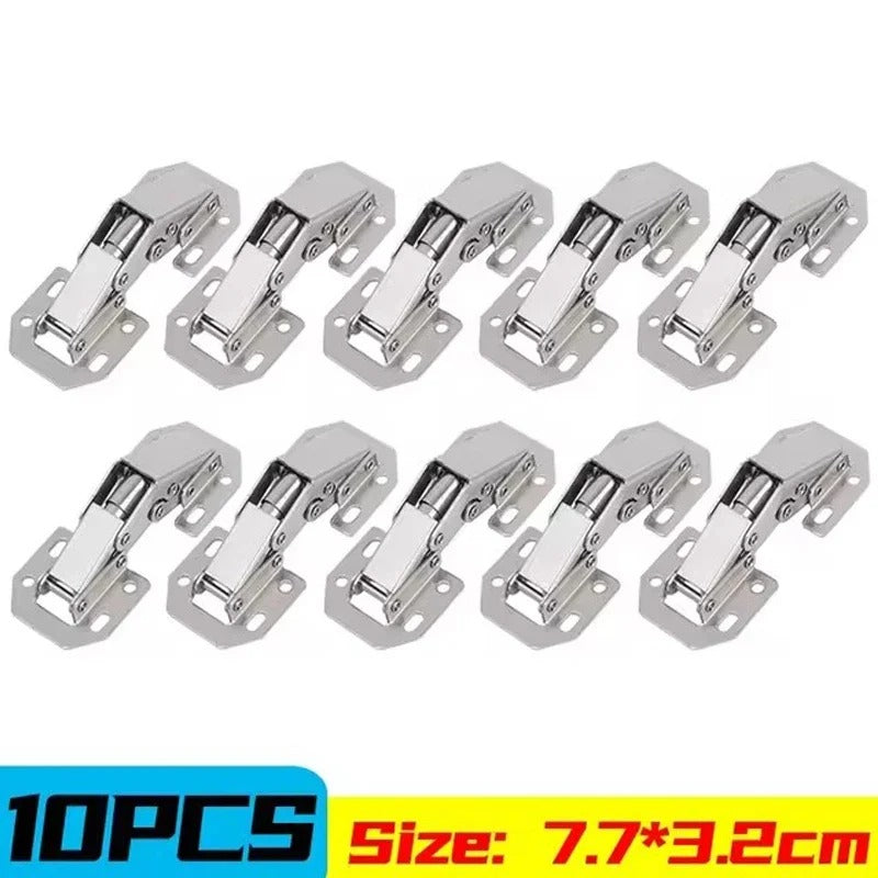 Soft Close Cabinet Hinges 90° Hydraulic Frameless Door Hinges Nickel Plated (10 Pack)