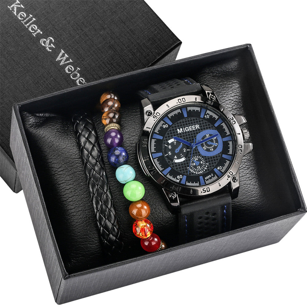 Caja de regalo para hombre con reloj y pulsera