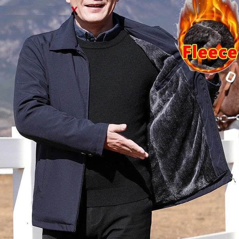 Luxury Men’s Warm Fleece Jacket – Windproof, Rainproof, and Snowproof Overcoat
