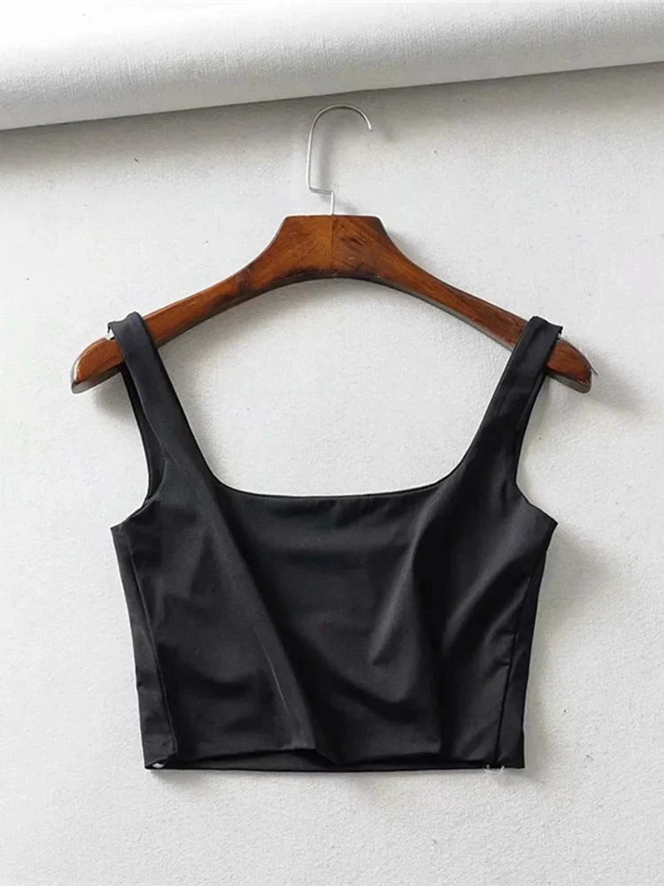 Square Neck Tank Top – Summer 2025 Stretch Crop Shirt