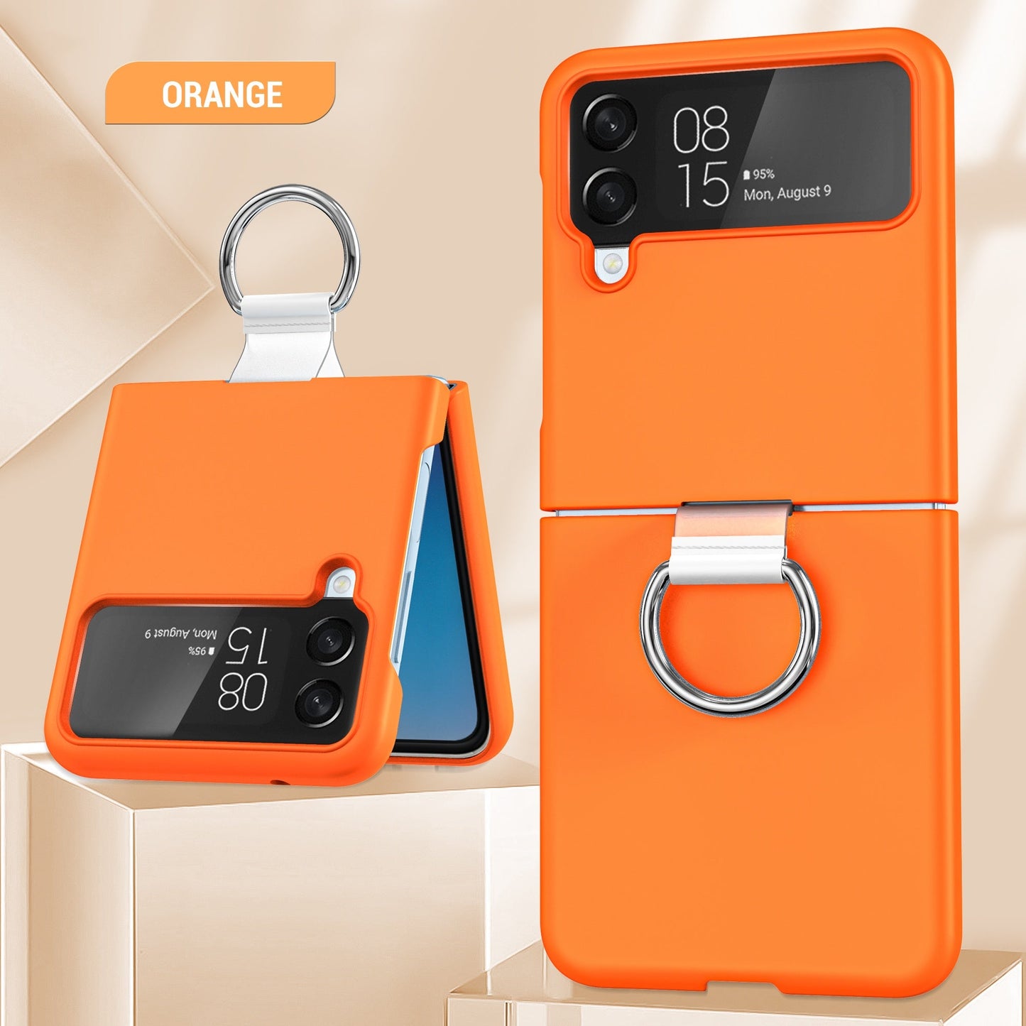 Transparent Protective Case For Galaxy Zflip4 Fastened Ring