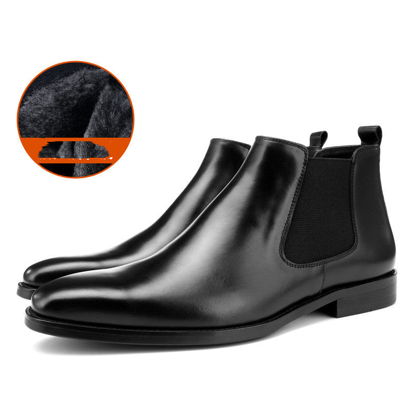Bottes Martin homme en cuir chaud doublées de velours style britannique