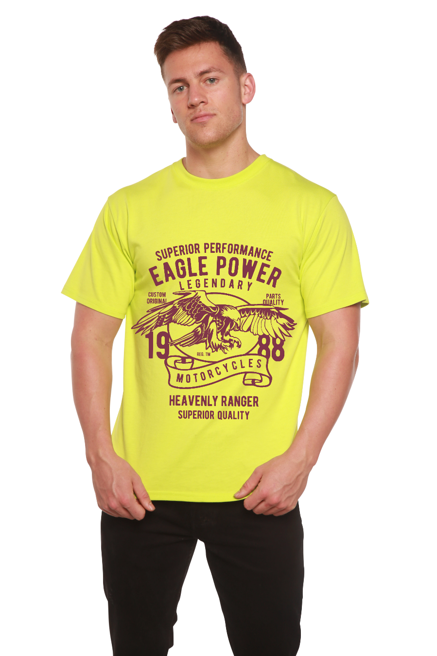 T-shirt graphique à manches courtes en bambou-viscose/coton biologique Eagle Power pour homme