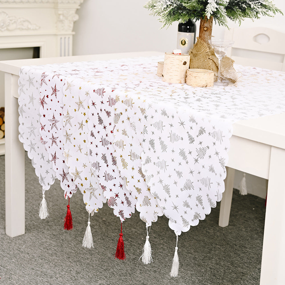 Chemin de table blanc bronzant en tissu pour la maison